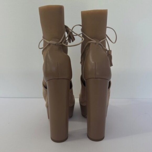 Aquazzura Jac Plateau Suede Leather Sandals Platform Lace Open Toe - Picture 5 of 6